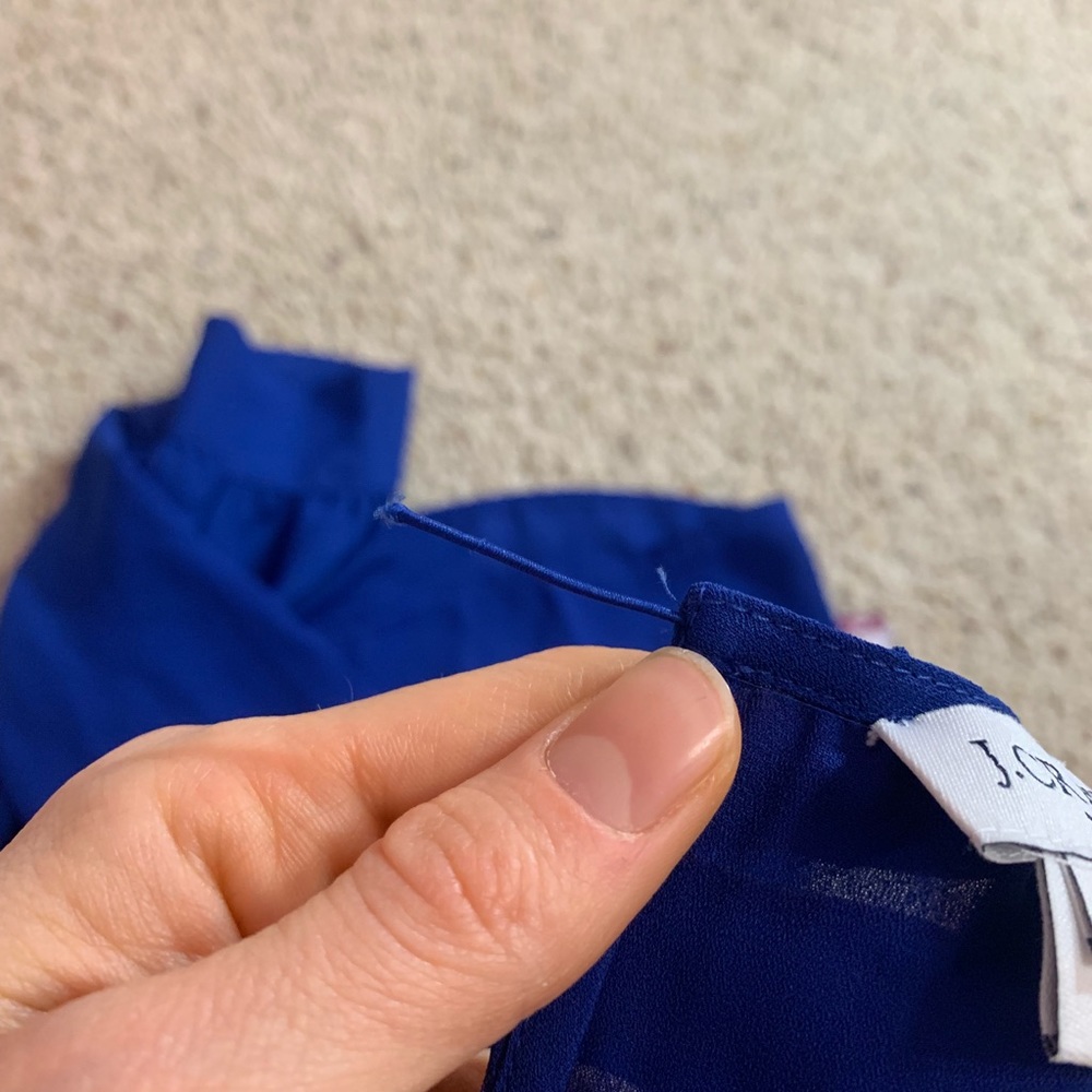 J crew royal blue boatneck keyhole back blouse - Picture 4 of 6